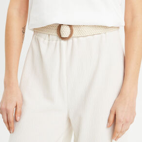 pantalon large fluide ceinture sable femme Pantalon large fluide ceinturé sable femme