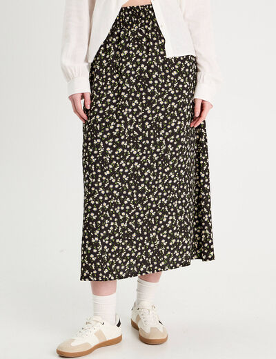 Jupe longue fluide noir femme