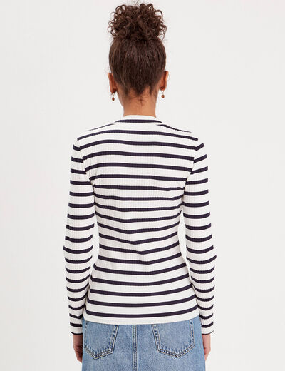 T-shirt cintré col montant blanc femme