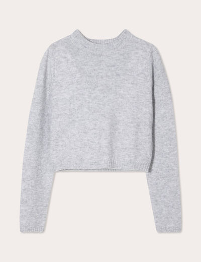 Pull manches longues cropped gris foncé femme