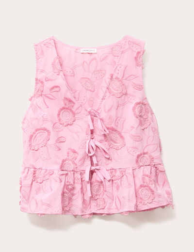 Blouse sans manches nouée rose femme