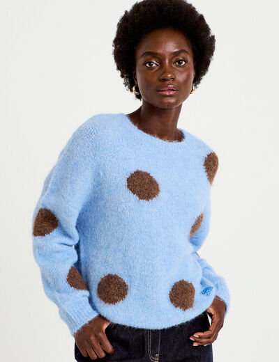 Pull manches longues bleu ciel femme