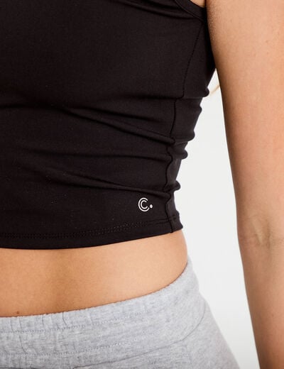 D&eacute;bardeur col rond activewear noir femme