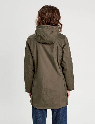 Parka réversible à capuche vert kaki femme