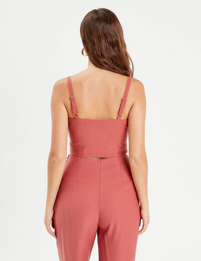 Caraco cropped boutonné vieux rose femme