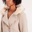 Manteau droit avec capuche beige femme