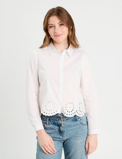 Chemise avec broderie ecru femme