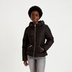 Doudoune cintr&eacute;e &agrave; capuche noir femme