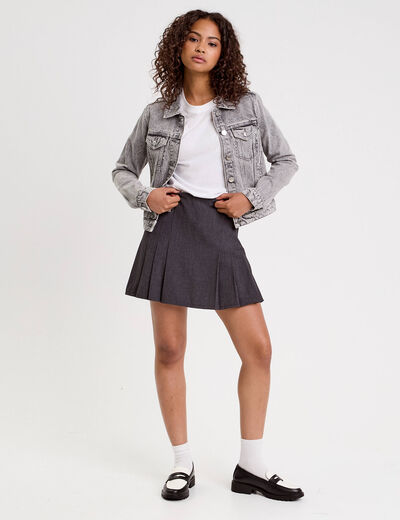 Jupe courte évasée gris foncé femme