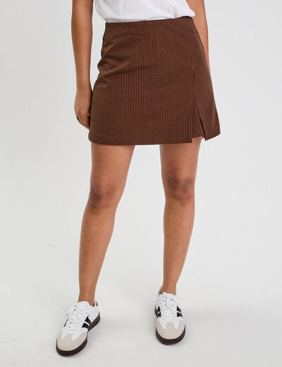 Jupe-short évasée marron foncé femme