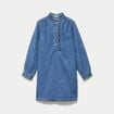 Robe &eacute;vas&eacute;e jean col montant denim double stone femme