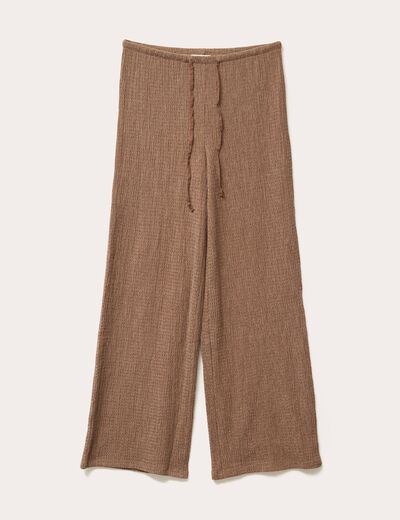 Pantalon large marron femme