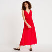 Robe longue &eacute;vas&eacute;e col v sans manches rouge femme