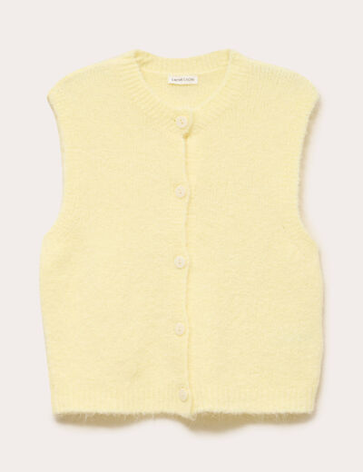 Gilet sans manches col rond jaune clair femme