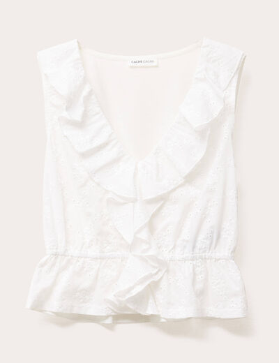 Blouse sans manches ecru femme