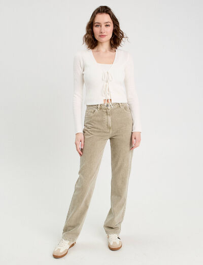 Jeans regular 5 poches vert pastel femme