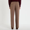 Pantalon bootcut taille haute taupe femme