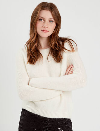 Pull manches longues ecru femme