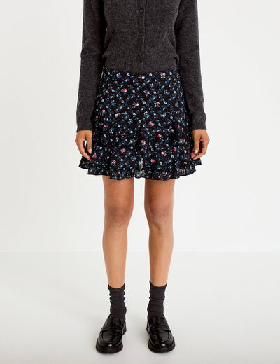Jupe &agrave; volants noir femme