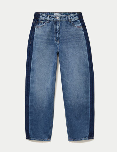 Jean mom cropped denim double stone femme