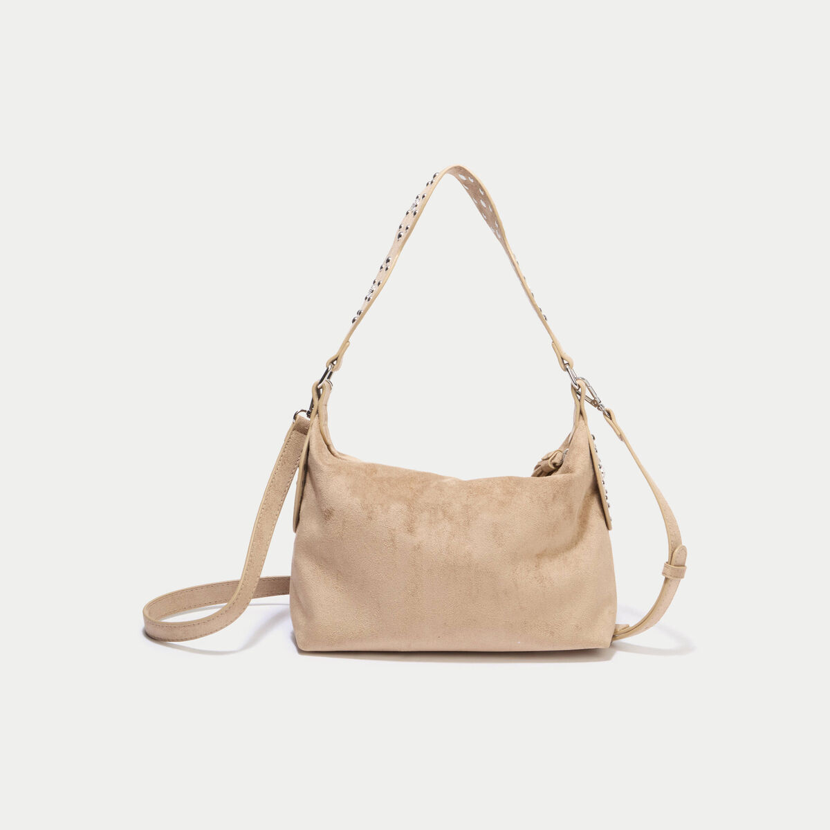 Sac port&eacute; &eacute;paule d&eacute;tails clout&eacute;s marron femme
