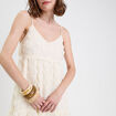 Robe courte évasée col v à bretelles ecru femme
