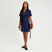 Robe droite zippée en jean denim brut femme