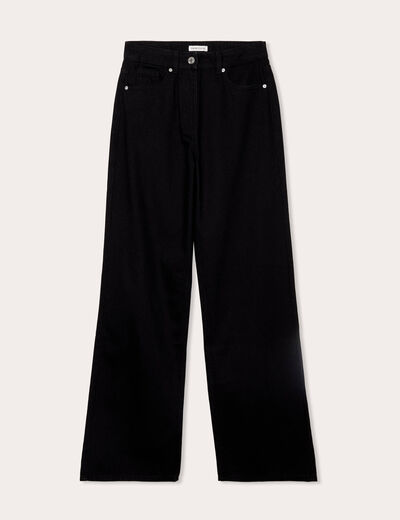 Jeans wide leg taille haute denim noir femme