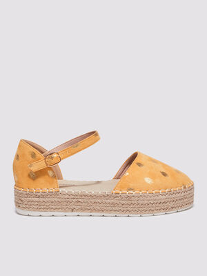 Espadrilles plates compensees jaune clair femme