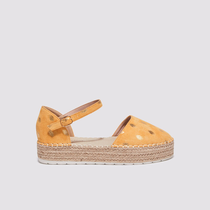 Espadrilles plates compensées jaune clair femme
