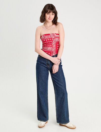 Crop top bandeau rouge femme