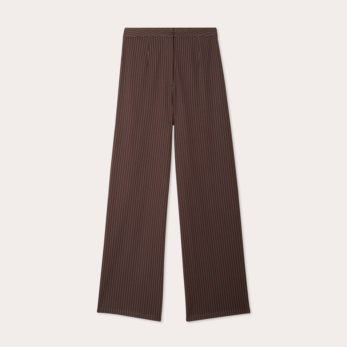 Pantalon jambe large marron chocolat femme