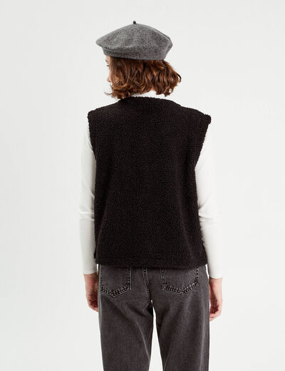 Gilet sans manches effet polaire noir femme