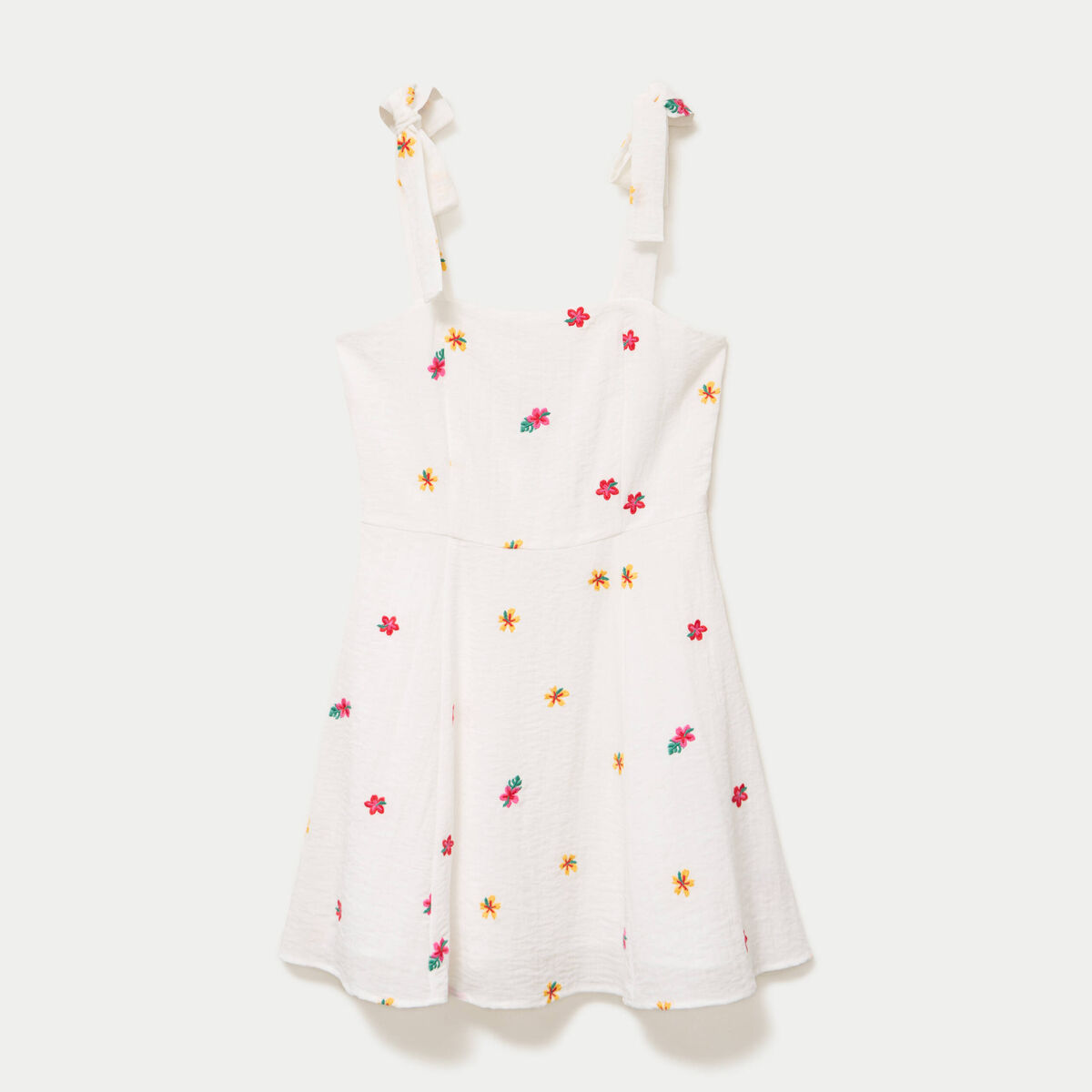 Robe patineuse courte &agrave; fines bretelles blanc femme