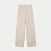 Pantalon large taille haute en velours creme femme