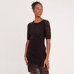 Robe pull évasée ajourée noir femme