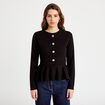 Pull p&eacute;plum avec boutons noir femme
