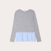 Pull effet 2-en-1 chemise gris clair femme