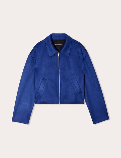 Veste zippée oversize bleu electrique femme