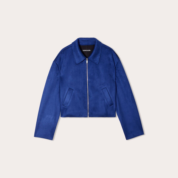 Veste zippée oversize bleu electrique femme