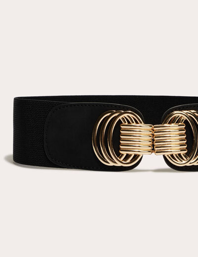 Ceinture élastiquée large noir femme