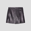 Jupe-short trapèze simili cuir noir femme