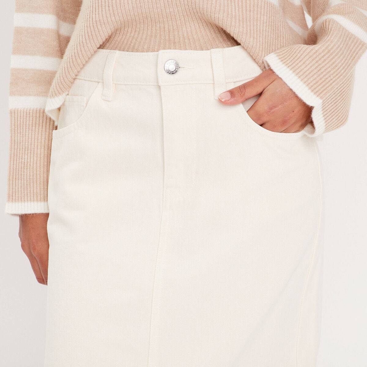 Jupe crayon taille standard ecru femme