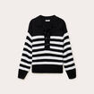 Pull col chemise manches longues noir femme