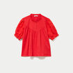 Blouse manches courtes brod&eacute;es rouge femme