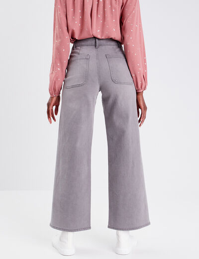 Jeans wide leg denim gris femme