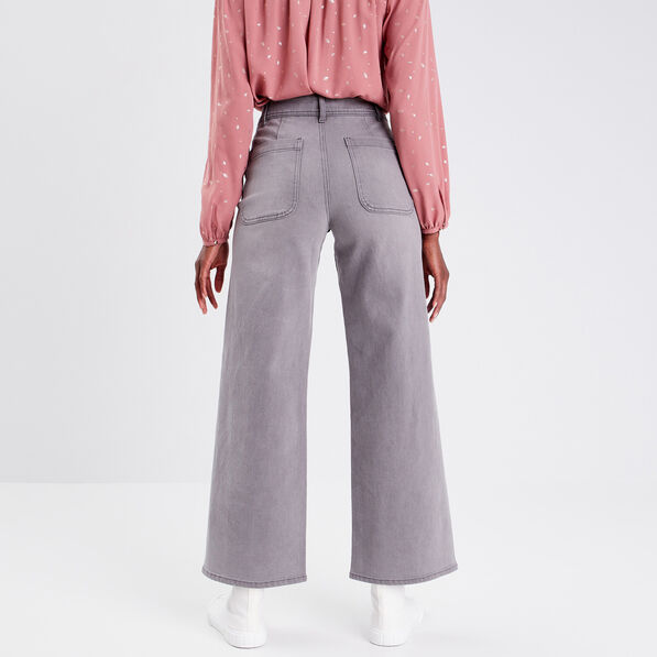 Jeans wide leg denim gris femme