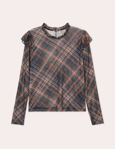 Blouse maches mongues marron foncé femme