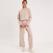 Pantalon tricot jambe large sable femme