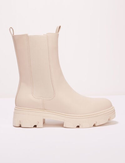 Bottines chelsea crantées ivoire femme